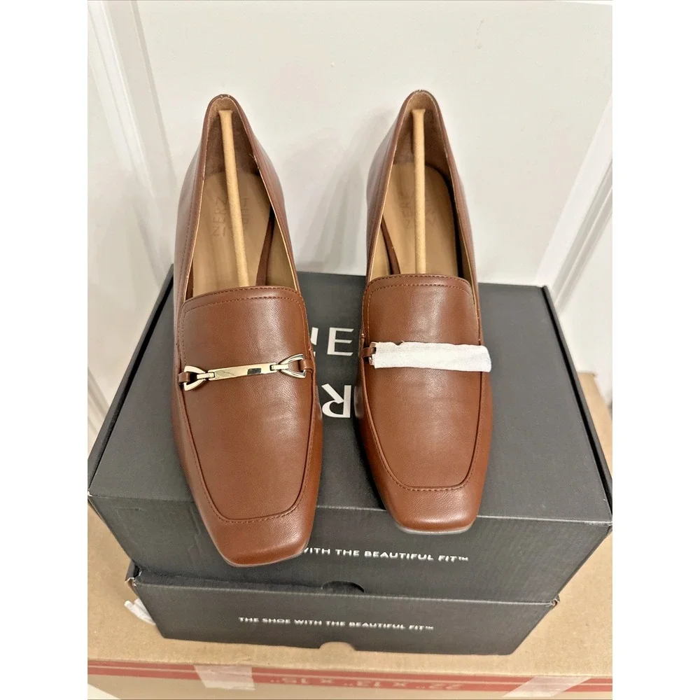 Naturalizer Women Size 9.5M Wynrie-Bit Block Heel Bit Loafer Cappuccino Brown‎